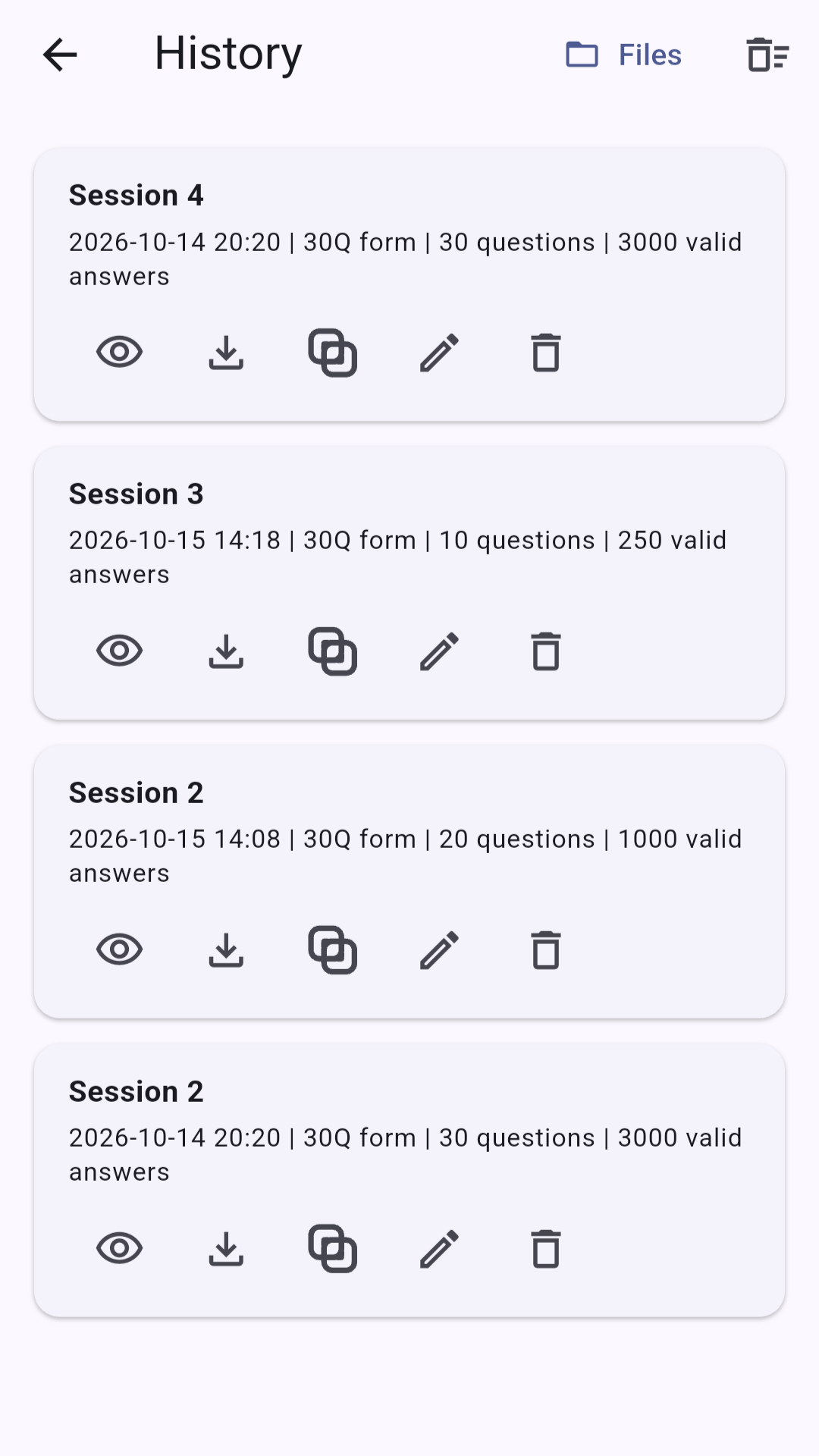 SnapStat history and response records