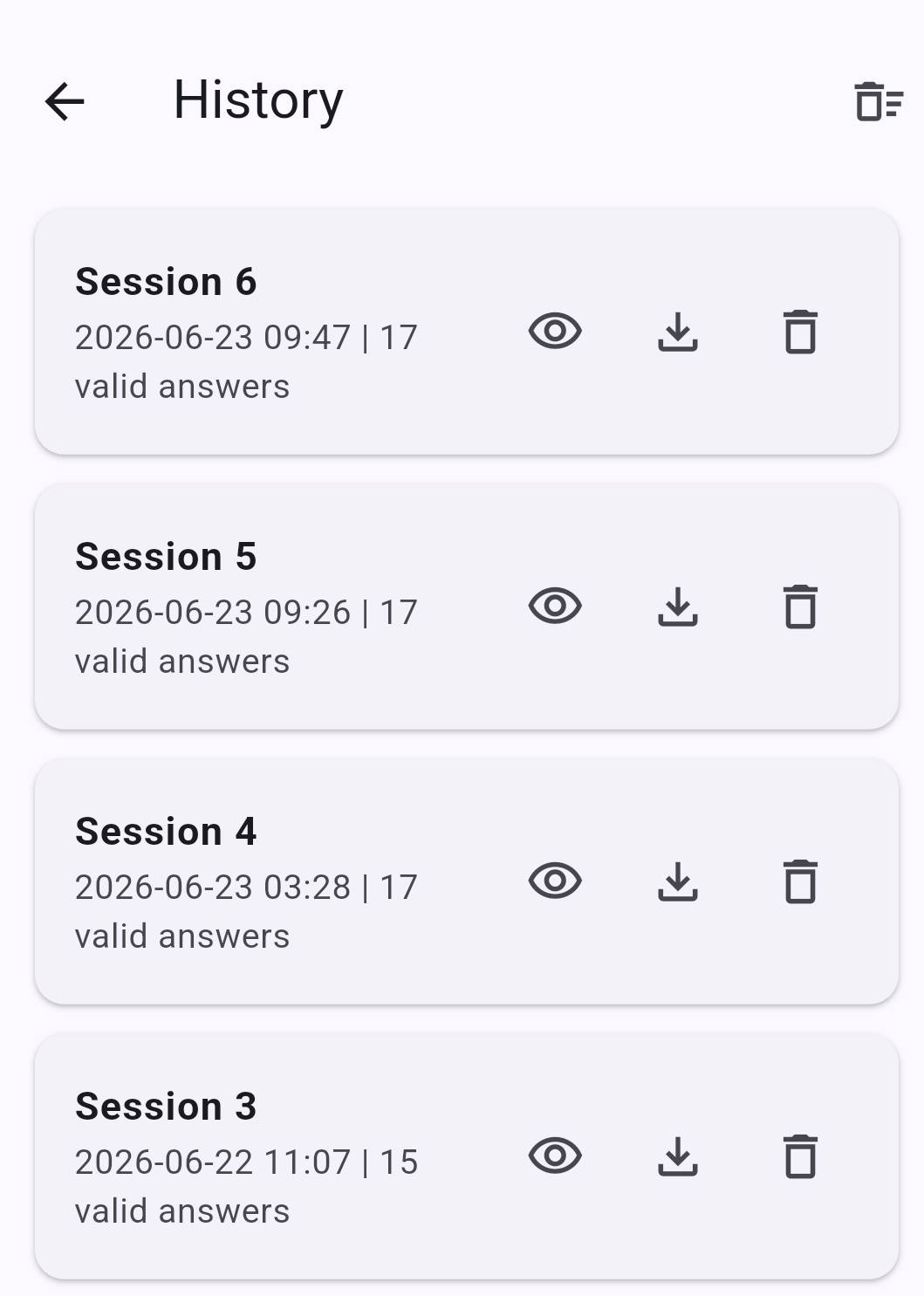 SnapStat history and response records