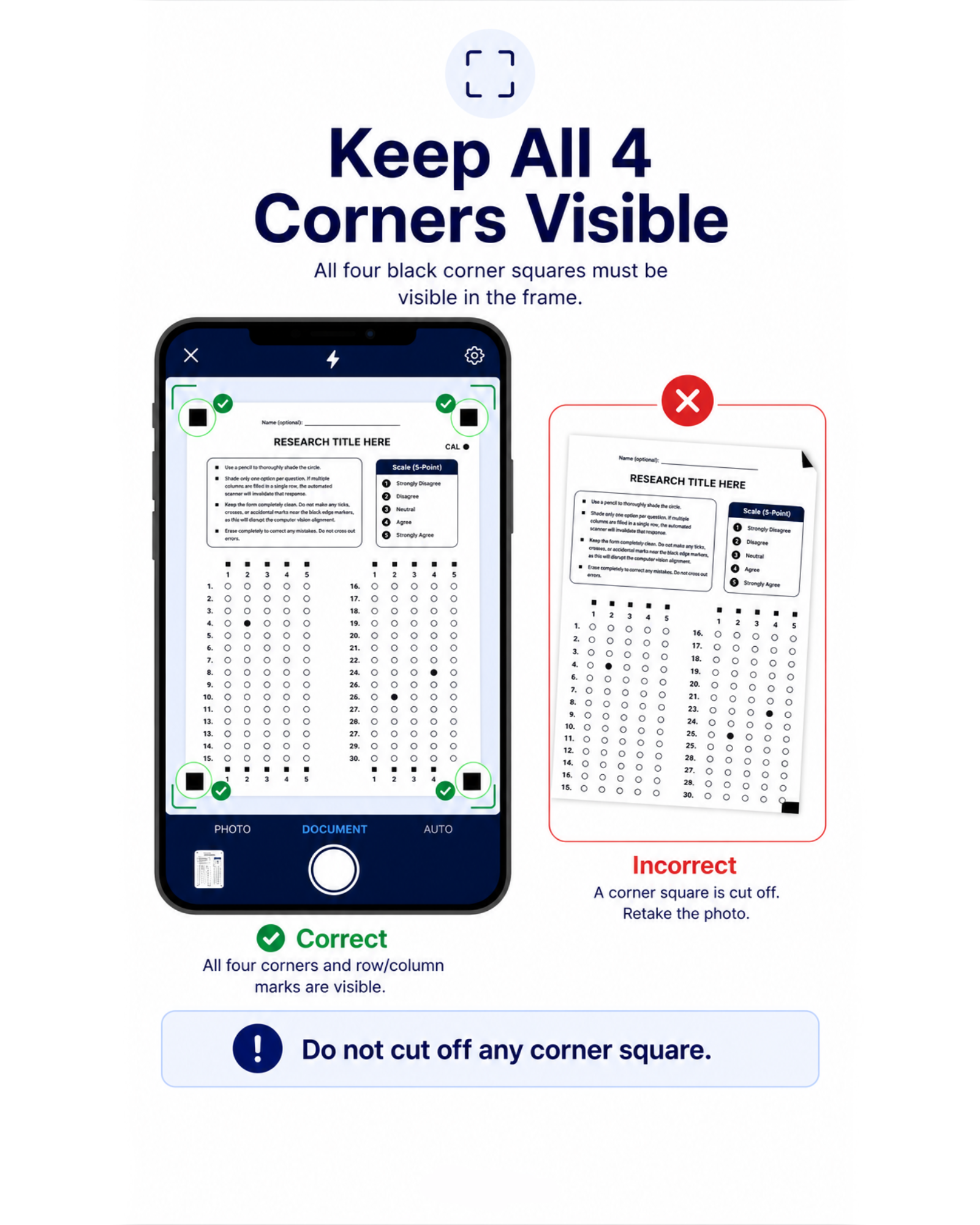 Keep all corner squares visible
