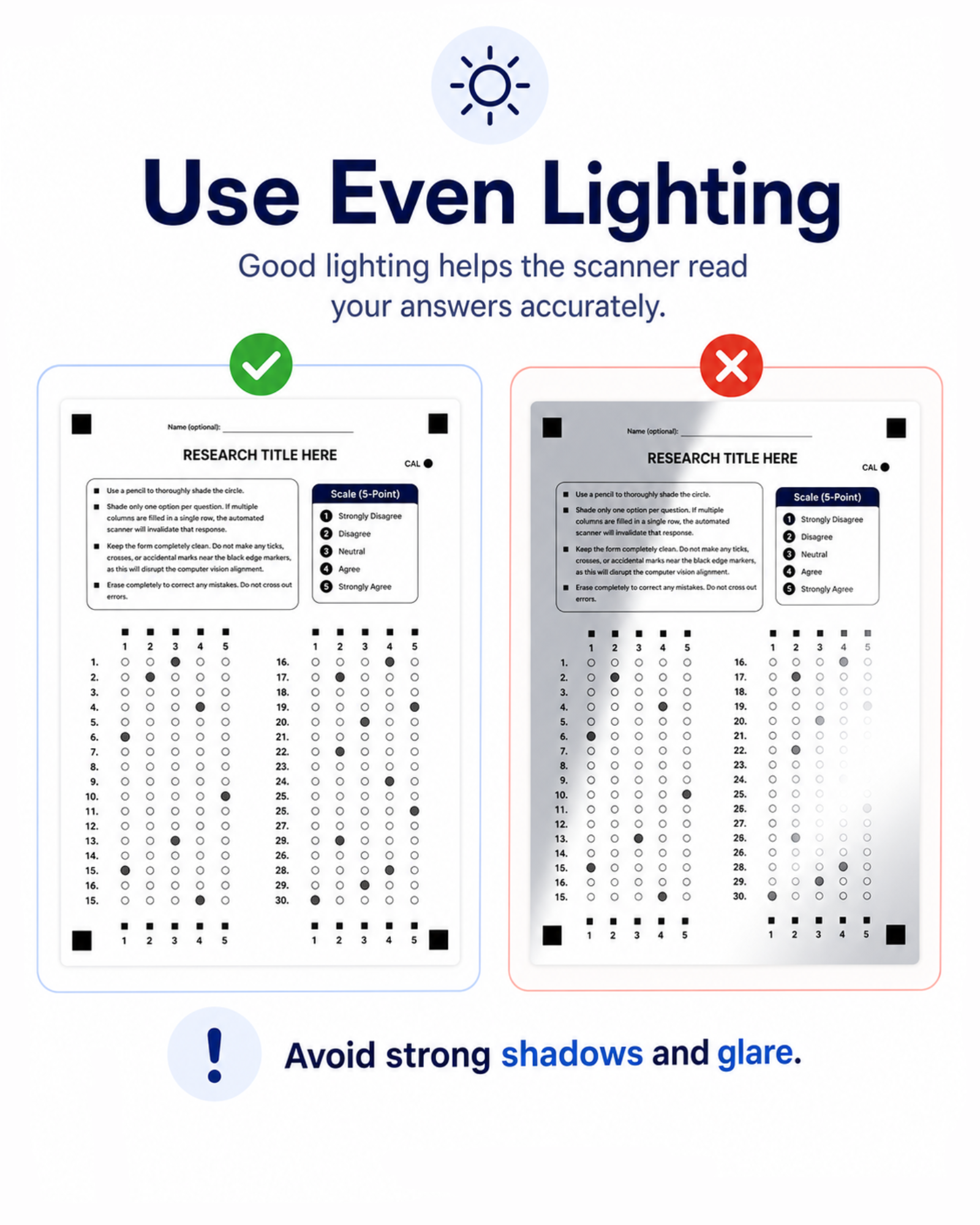 Use even lighting